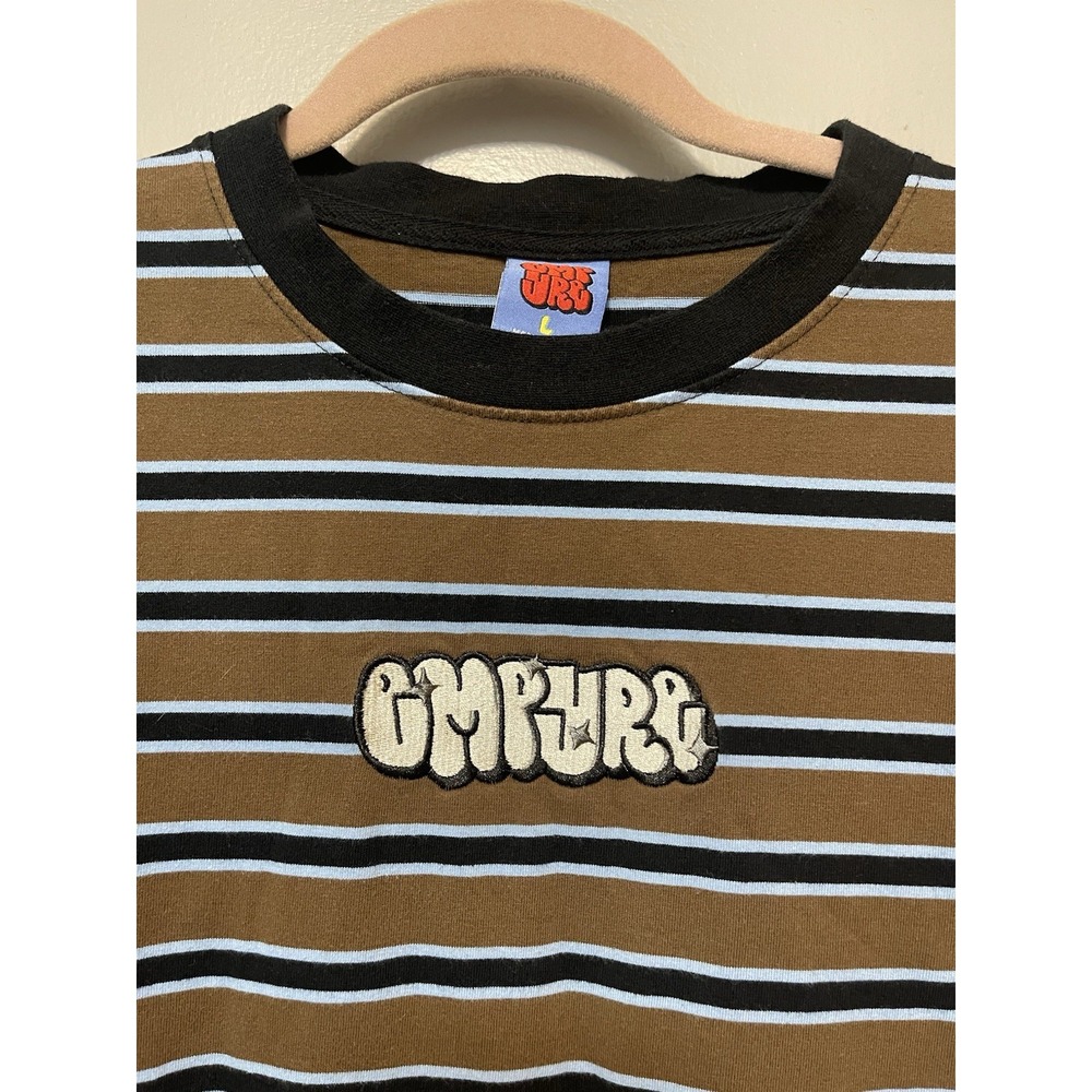 Empyre Brown Striped T-Shirt Men's Size Large Skateboard Outdoor Fun
